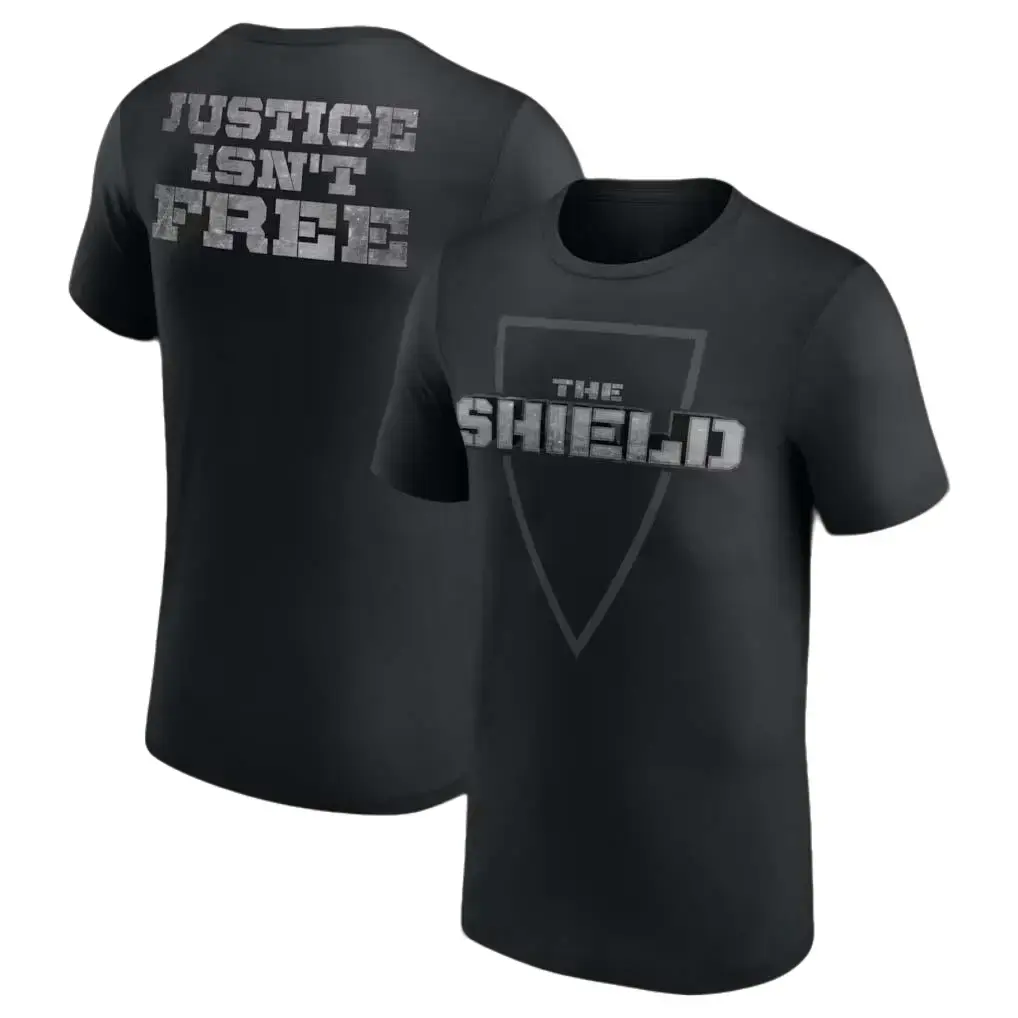 Men's Black The Shield Justice Isn't Free Retro T-Shirt Professional Wrestler Tee For Man and Woman Unisex T-Shirt Hoodie Graphic Basic Cotton Tops Casual All Seasons