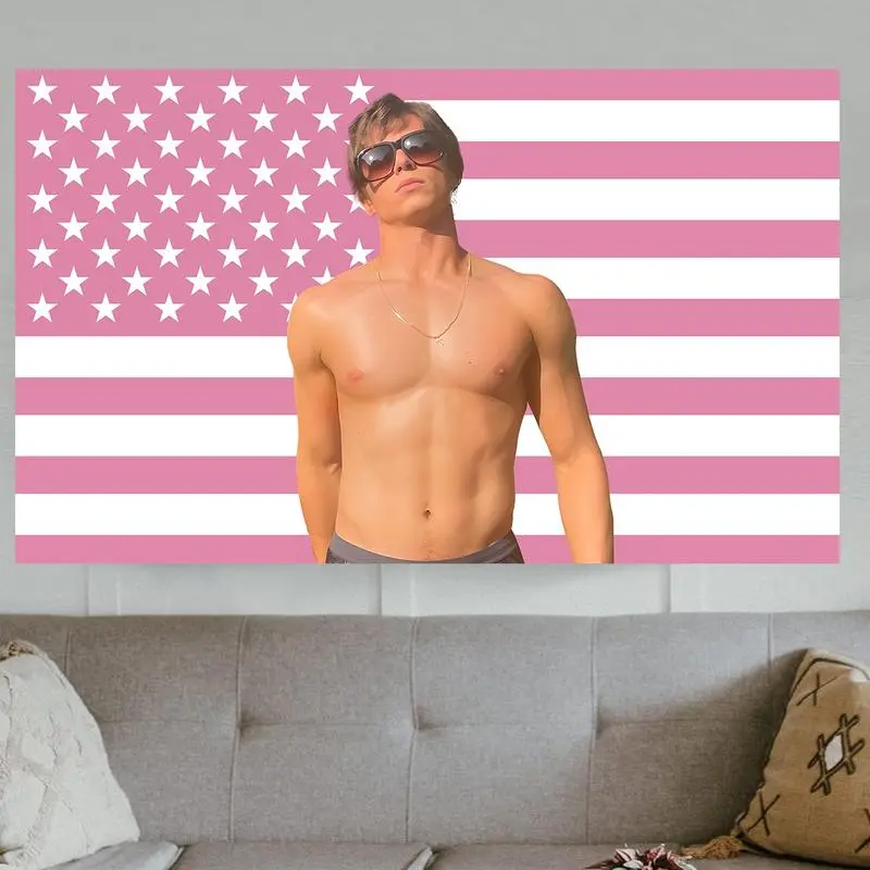 Nicholas Alexander Chavez Themed Novelty Print Decorative Banner, 3x5 Ft Blush Pink Synthetic US Flag with Brass Grommets, Patriotic Indoor Home Bedroom Decor, Unique Gift, Indoors