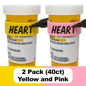 RxClip 2 Color Bundle Medicine Bottle Label Clips for Easy Medication Identification - 40ct Multipack with Markers and Wipes