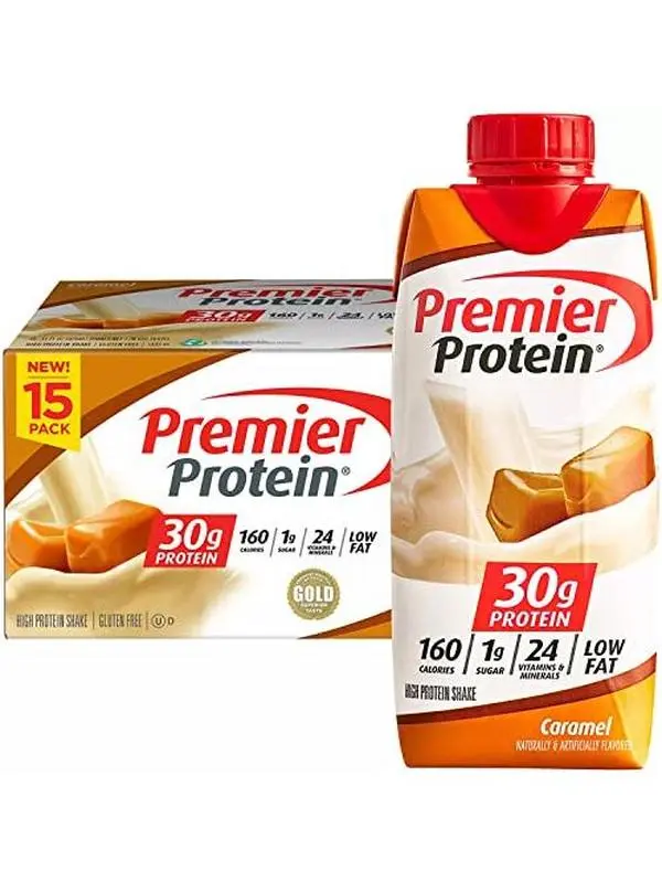 Premier Protein High Protein Shake, Caramel - 160 Calories - 24 Vitamins & Minerals - 30 g Protein - Ready Set Gourmet Donate a Meal Program - 1 Case (11 fl. oz, 15 pk Each)