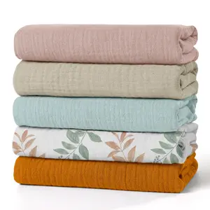 Muslin Receiving Blankets, Neutral Design Blanket Swaddling for Newborns, 5-Pack Breathable & Skin-Friendly Swaddle Wraps for Infants
