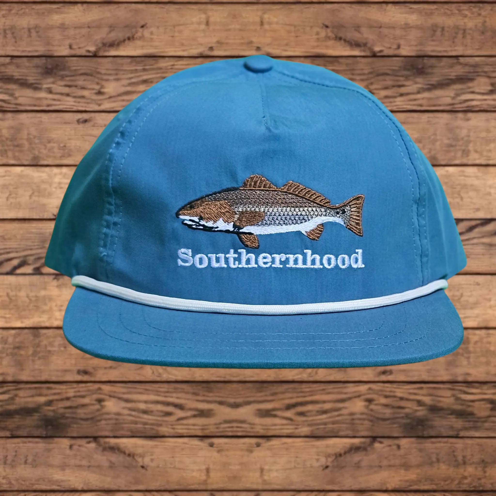 Blue Nylon Rope Hat,  Embroidered Redfish