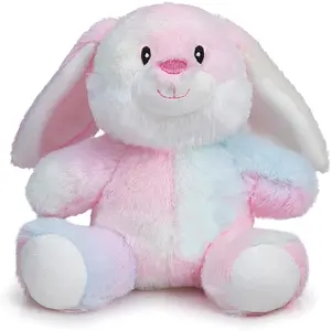 Bunny Stuffed Animal, Easter Bunny Plush Toys, Soft and Cuddly Stuffed Rabbit Easter Gift for Kids Baby Girls 7inch Rainbow
