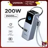 UGREEN Nexode 25000mAh 200W Chargeable Mobile Power Bank Charger - Ultra Fast Dual Port, Built-in Retractable USB-C Cable, Emergency Power for Laptops, MacBook Pro/Air, iPhone 17/16, Smartphone Everyday Carry