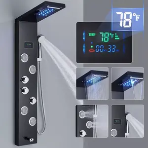 LED Shower Panel Tower Faucet Set Rain Massage Body Jets System Stainless Steel Oil Rubbed Bronze