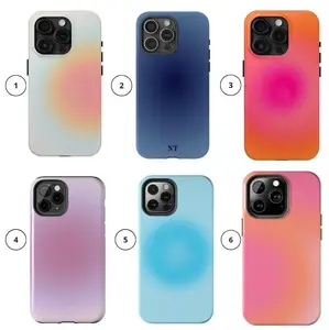 Aura Collection Sunset Phone Case – Orange Blue Aesthetic Tough Case for iPhone 16 15 14 13 12 11