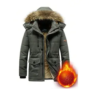 Men’s Heavy Winter Jacket – windproof and warm inner jacket with hat, ideal for cold weather, skiing, snowboarding, and arctic travel—machine washable, ski equipment, regular fit, reinforced seams, ideal for outdoor enthusiasts.