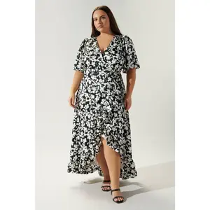 Casablanca Floral Abelia Hi Low Maxi Dress Curve