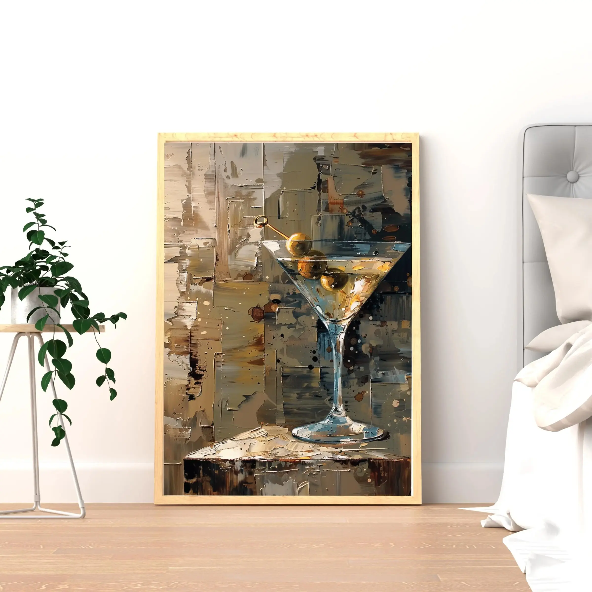 2D Martini Print Wall Art, Dirty Martini Kitchen Decor, Cocktail Bar Decoration, Martini Glass Painting, Home Wall Art
