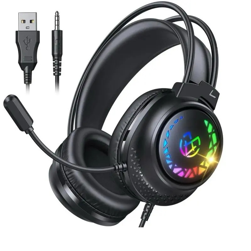 Gaming Headset for Ps5 Ps4 Xbox Series X/S, Wired Gaming Headphones for Switch Xbox One PC, Stereo Surround Sound, Noise Cancelling Mic, LED Lights