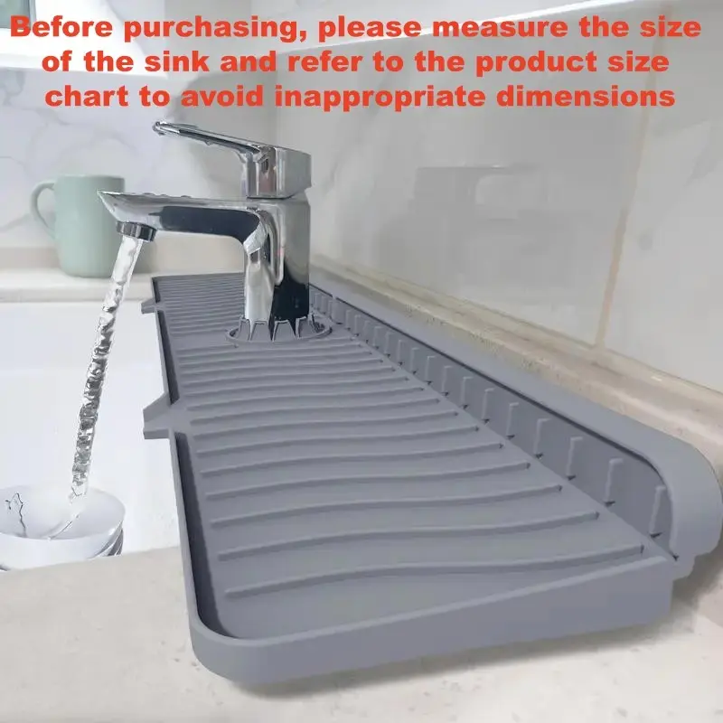 Bendable Silicone Sink Faucet Pad, Anti-Slip Drainage Protector, Water Splash Guard, Quick-Drying Kitchen, Bathroom & Home Accessory, Easy-Clean Surface, Splash Proof
