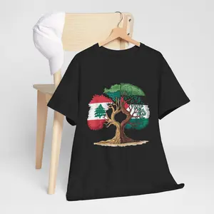 Lebanon Palestine Flag Lebanese Palestinian United T-Shirt Unisex T-Shirt, Short-sleeve, Full Color Man Menswear