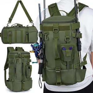 JSERYISGN Lightweight Fishing Backpack | Rugged Design for Rods & Tackle, Doubles for Camping & Hiking