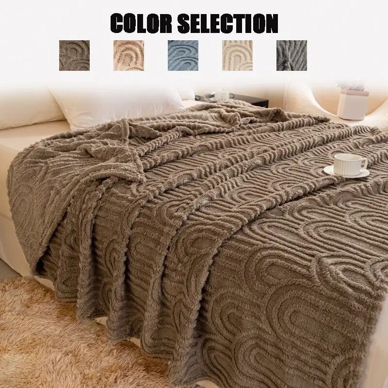 King Queen Size Plush Blanket, Soft Cozy Blanket, Soft Warming Blanket, Thick 3D Embossed Design, Fashionable and Elegant, Stylish Blanket, Multi-Functional Sofa Cover, Nap Blanket, Bed Blanket, Soft Blankets