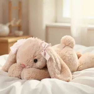 35cm/13.77in Cute Lop Jimny Rabbit Plush Toy Cuddly Stuffed Animal Long Ears Bunny Doll Funny Baby Companion Room Decorate Creative Gifts For Kids Birthday Party Home Girls Room Decor Soft Cuddly Gift