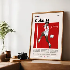 Teófilo Cubillas Football Legend Poster, Retro Soccer Wall Art, World Cup Icon Vintage Football Memorabilia, Sports Decor