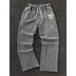 2026 Men's Vintage Washed Straight Leg Sweatpants Casual Street Drawstring Waist Trousers Daily Wear All Seasons Menswear Lounge Pants Comfort Joggers Relaxed Fit