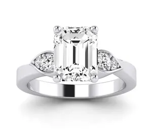 Hibiscus - Emerald Moissanite Engagement Ring