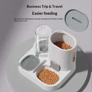Pet automatic feeder cat bowl water and food integrated drinking water and food plastic two-in-one cat drinking fountain, pet supplies