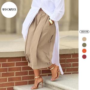 UOOZEE Women's Basic 100% Cotton Loose Baggy Minimalist Casual Pants - Elastic Waisted, Lantern Bottom, Comfortable Fabric Clothes, Khaki/Multicolor, Cropped/Long with Pockets, All-Season Soft Breathable for Teachers,summerwins,summeroutfits,vacationoutfi