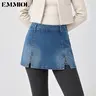 EMMIOL Denim Mini Skirt for Women - Mid-Low Waisted Stretch Side Zipper Skort Y2k Casual Jean Skirts with Shorts Underneath Summer vibes SohoChic