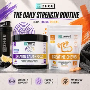 Zhou Daily Strength Routine Bundle - Creatine Chews + Creatine Calm & Focus for Daily Strength, Energy & Cognitive Support