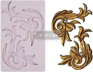 Redesign with Prima Redesign Decor Moulds® - Antique Scrolls - 8"x5", 8mm thickness Copyright #VA0002326270 For Furniture molding trim , Wall trim,3D Clay Moulding ,3d Resin mould, Soap Mold, Candle Mould
