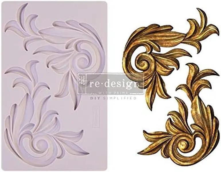 Redesign with Prima Redesign Decor Moulds® - Antique Scrolls - 8"x5", 8mm thickness Copyright #VA0002326270 For Furniture molding trim , Wall trim,3D Clay Moulding ,3d Resin mould, Soap Mold, Candle Mould
