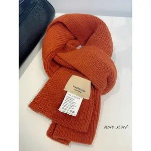 Peach Wood Pumpkin Korean Style Halloween Winter Knitting Scarf