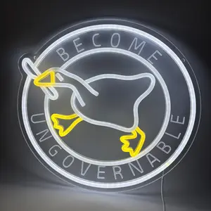 Murder Duck with Knife Neon Sign Untitled Goose Neon Light for Room Decor, Become Ungovernable LED Duck Signs for Wall Decor Game Room Man Cave Birthday Funny Neon Light Sign Gifts