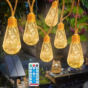 Solar Powered String Light, Outdoor LED Fairy String Light, IP65 Weatherproof Lanterns, Dual Mode Power Supply Courtyard Decoration
