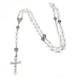 【Must be】Crystal Bead Catholic Rosary Necklace Cross Pendant Choker Religious Necklaces Long Chain Prayer Charm Jewelry Gift