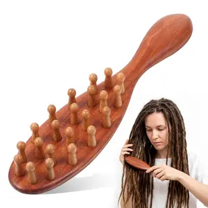 Wooden Loc Brush for Dreads, Sandalwood Comfortable Massage Comb Wood Hair Brush Dreadlock Scalp Comb Wide Tooth Combs Dandruff Combs for Scalp Care Hair Styling