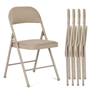 4/6 Pack Padded Folding Chairs with Fabric Seat and Back, 350 lb Capacity, Portable Indoor & Outdoor Chairs for Home, Party and Extra Guest Seating