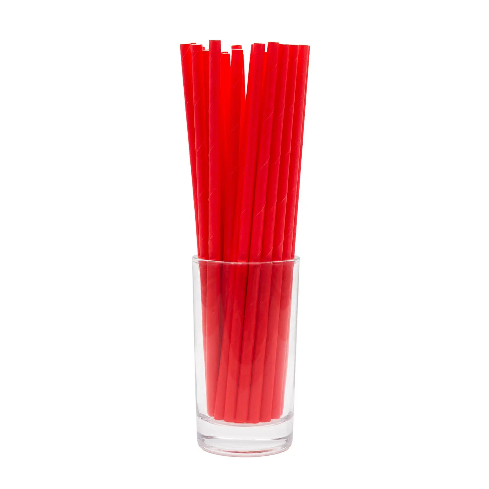 BarConic® Disposable Eco-Friendly Biodegradable Red Paper Straws, 7.75" Length, 0.25" Diameter, All Seasons Bar & Kitchen Beverage Utensils, 100-Count Packs