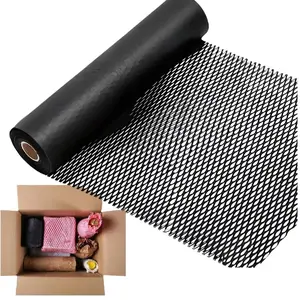 Honeycomb Packing Paper 12" x 100' Eco-Friendly Biodegradable Kraft Wrap for Moving Shipping Packaging Recyclable Bubble Cushioning Roll-Black