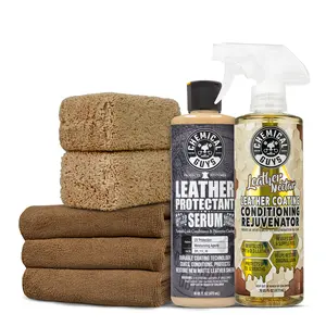 Chemical Guys Leather Rejuvenate & Protect Complete Car Cleaning Kit - 16oz Solution, Microfiber Cloth for Automotive & Motorcycle Maintenance