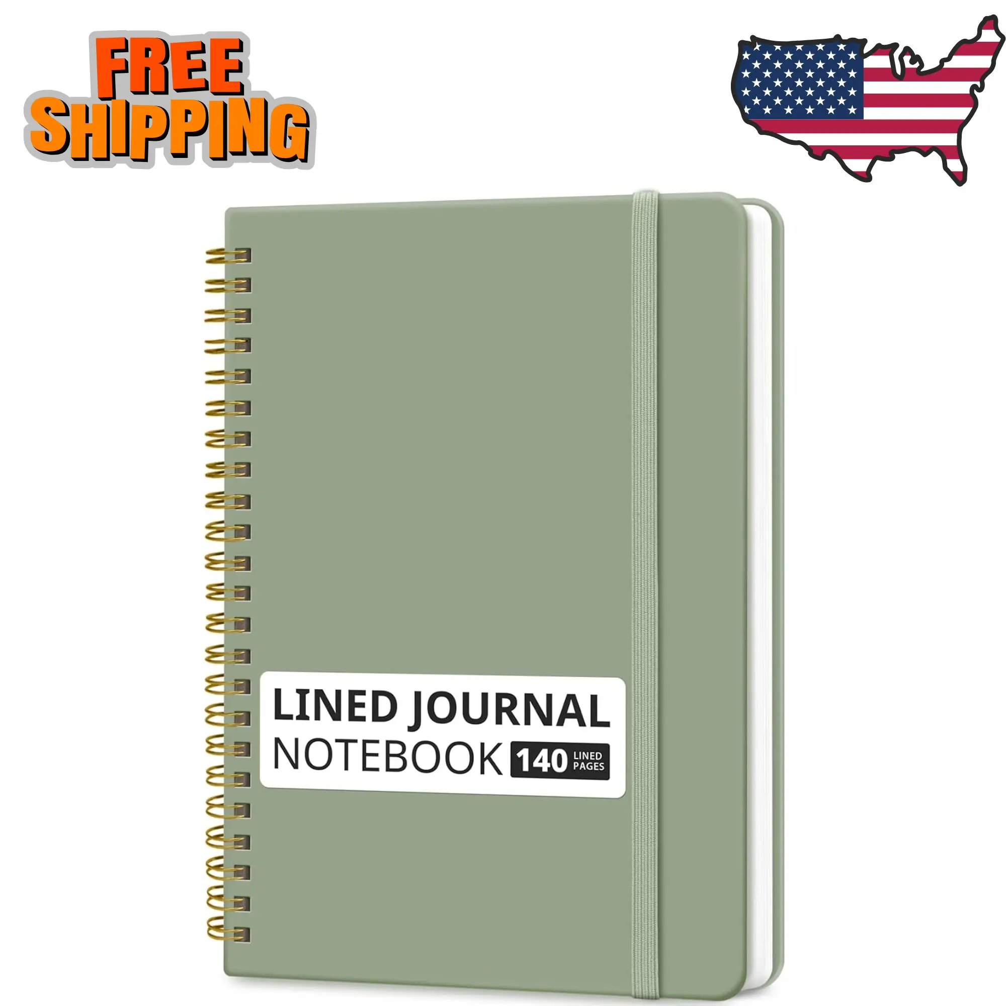 Lined Spiral Journal Notebook for Women & Men, 140 Pages (5.7" x 7.9") - Green