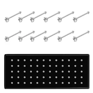 OIDEA Nose Stud Stretching Pack 22G 316L Stainless Steel Cubic Zirconia Rhinestone Diamond Body Piercing Jewelry 60PCS Set