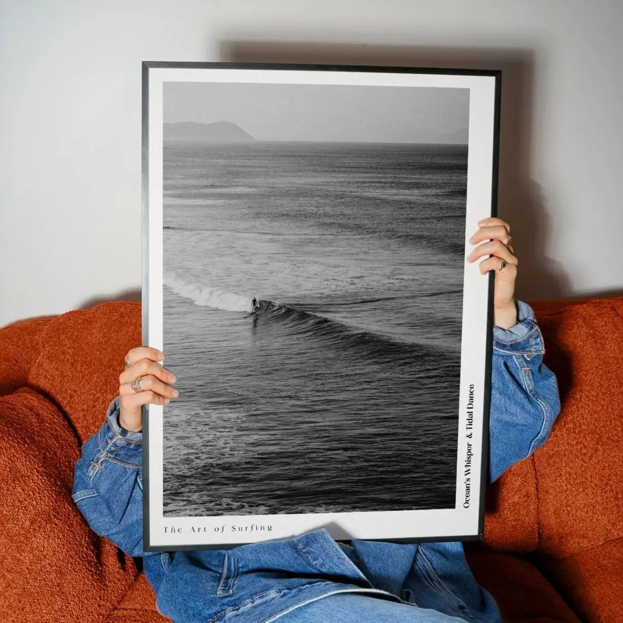 Retro Surfing Wall Art Black White Vintage Wave Poster Coastal Beach Decor L