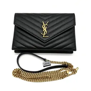 Pre-owned Yves Saint Laurent YSL Saint Laurent Black Gold Envelope Woc Small 19*4*13cm th36057050
