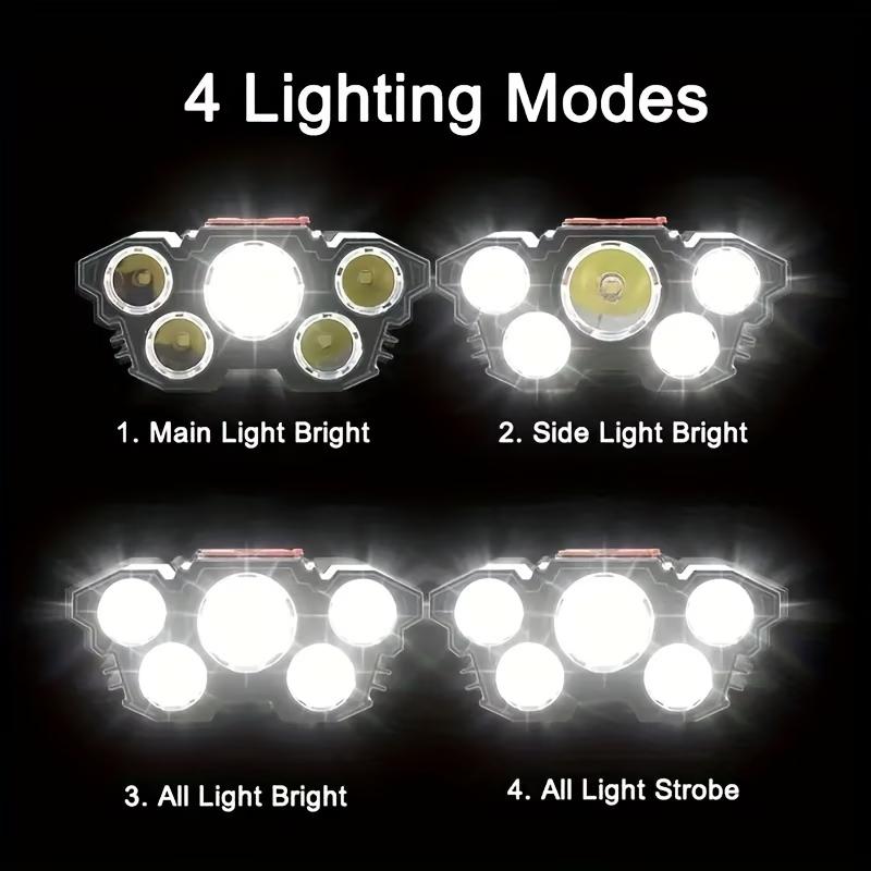 Buy one get one free, a total of 2, multifunctional 5-LED headlamp, head-worn flashlight, outdoor USB rechargeable fishing headlamp, high-brightness four-mode headlamp flashlight, for camping, work, maintenance, car repair, and renovation. Buy one get one free, a total of 2, multifunctional 5-LED headlamp, head-worn flashlight, outdoor USB rechargeable fishing headlamp, high-brightness four-mode headlamp flashlight, for camping, work, maintenance, car repair, and renovation.