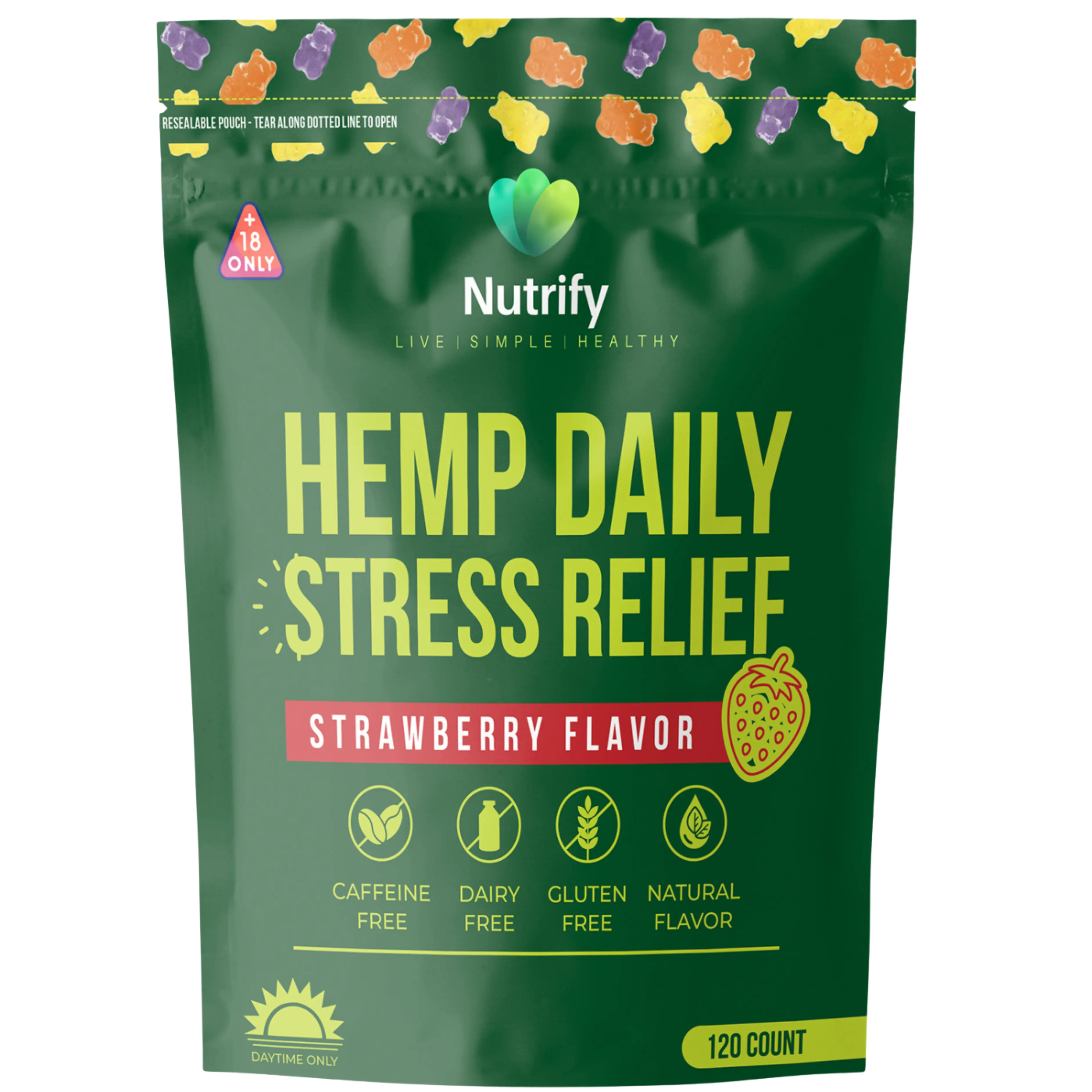 Hemp Healthy Gummies - 120 Count Strawberry Chewable Daily Stress Relief Wellness Supplement Hemp Healthy Gummies - 120 Count Strawberry Chewable Daily Stress Relief Wellness Supplement