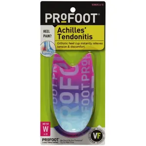 PROFOOT Achilles Tendonitis Orthotic Heel Cup for Women (Sizes 6-10) - Pain Relief Shoe Inserts for Heel Support & Alignment - 1 Pair