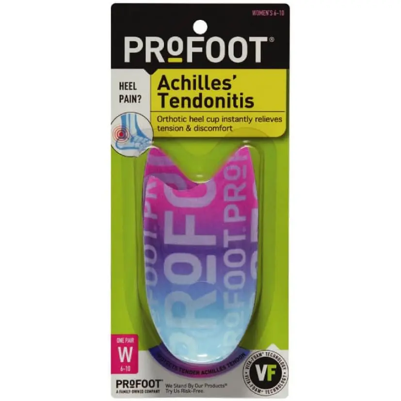 PROFOOT Achilles Tendonitis Orthotic Heel Cup for Women (Sizes 6-10) - Pain Relief Shoe Inserts for Heel Support & Alignment - 1 Pair