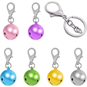 Pet Bells for Dog Cat Collar 6 pack,Charm Pet Pendant Accessories with1 Pack Stainless Steel Keychain DURABLE IRON PET COLLAR BELLS