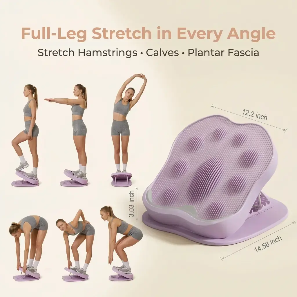 9-Level Progressive Angles Foldable Slant Board Leg Stretcher, Non-Slip 450lbs Capacity, Ankle Mobility Fitness Tool for Runners, Indoor Exercise Equipment, Home Workout Physical Therapy Strength Training Gear, Exercise Workout Equipment, Flexibility Equi