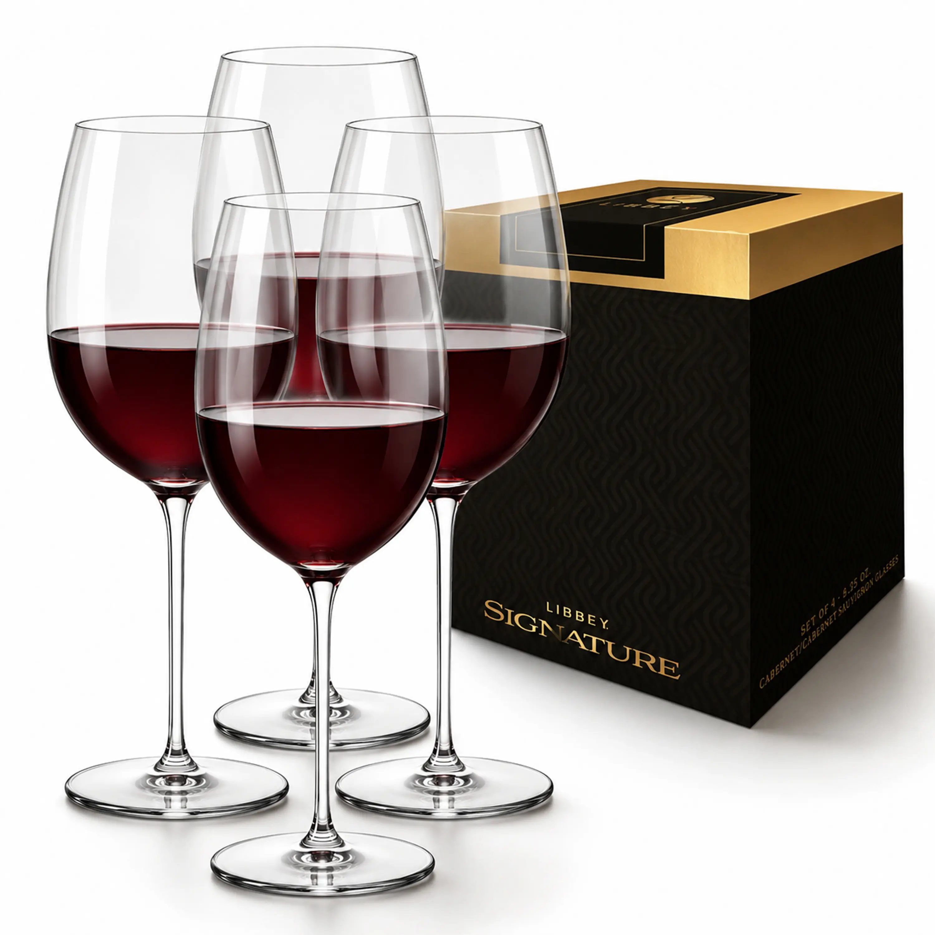 Libbey Signature Kentfield Wine Glasses Set of 4, 20 oz Lead-Free Stemmed Cups for Red, White and Rosé Wine, Dishwasher Safe- Comes with a Gift Box