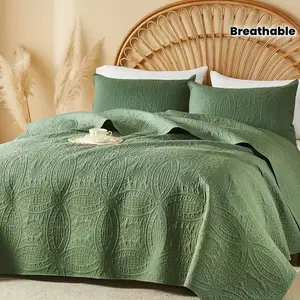 2/3pcs Quilt Set Bedspreads - Soft And Breathable Quilt Lightweight Microfiber Bedspread - Modern Style Coin Pattern Coverlet For All Seasons - Christmas Gifts For Family And Friends (1 Quilt, 1 Or 2 Pillow Shams)