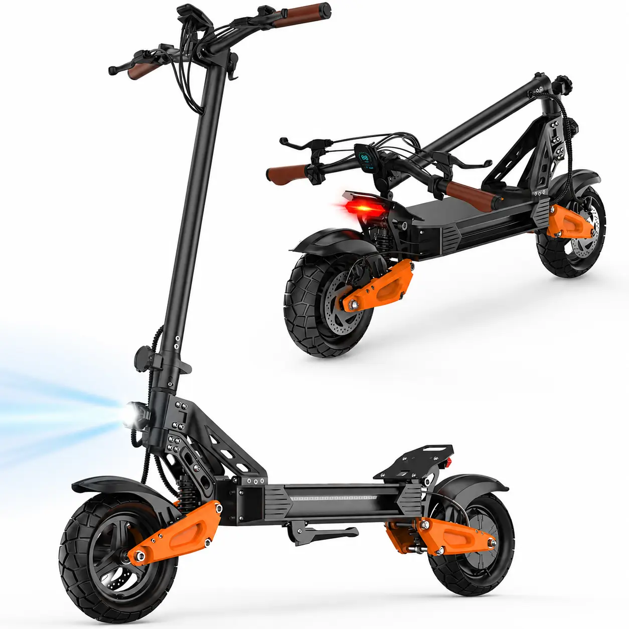 Foldable Electric Commuter Scooter with 800W Motor, 11-in All-Terrain Tires, Dual Suspension, 31 MPH Top Speed, 30 Mi Max Range, APP Control, Bluetooth, LED Display, 220LBS Max Load, Multifunctional for Outdoor Use (For 6 Years Above), Outdoor Ride, Commu